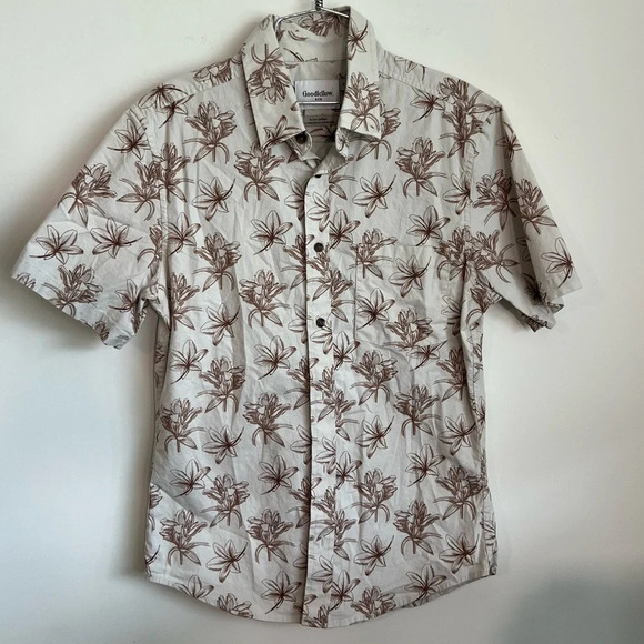 Goodfellow Co. Hawaiian print slim fit short sleeve button down shirt size small - Picture 1 of 6